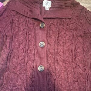 St. John's Bay Maroon Cable Knit Cardigan
